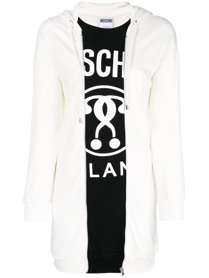 Moschino Logo Hooded Sweater Dress - White