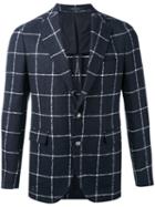 Checked Blazer - Men - Linen/flax/polyamide/cupro - 52, Blue, Linen/flax/polyamide/cupro, Tagliatore