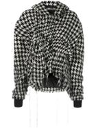 Maison The Faux Houndstooth Pattern Oversized Jacket - Black