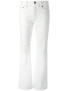 Saint Laurent Original Cropped Flared Jeans, Women's, Size: 30, White, Cotton