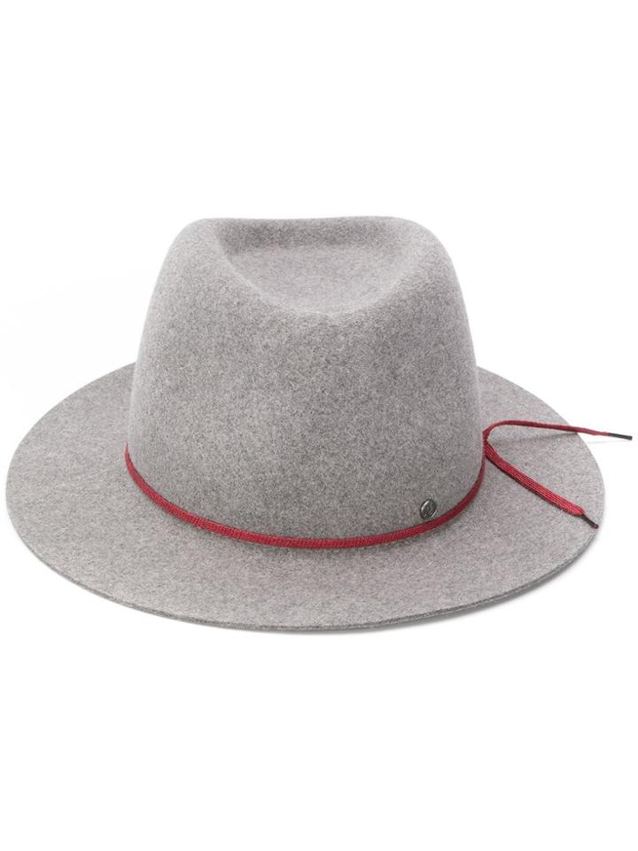 Maison Michel Contrasting Tied Ribbon Hat - Grey