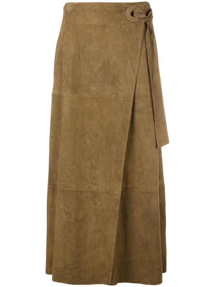 Desa Collection Pleated Midi Skirt - Brown