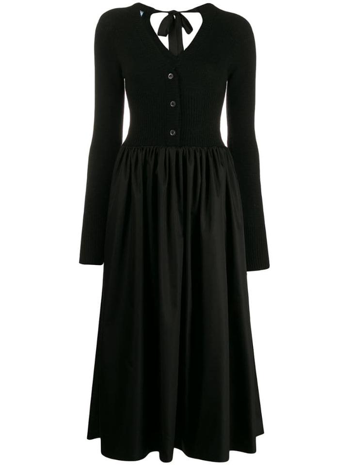 Prada Ribbed Cardi-top Dress - Black