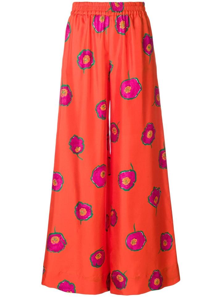 La Doublej Floral Flared Trousers - Yellow