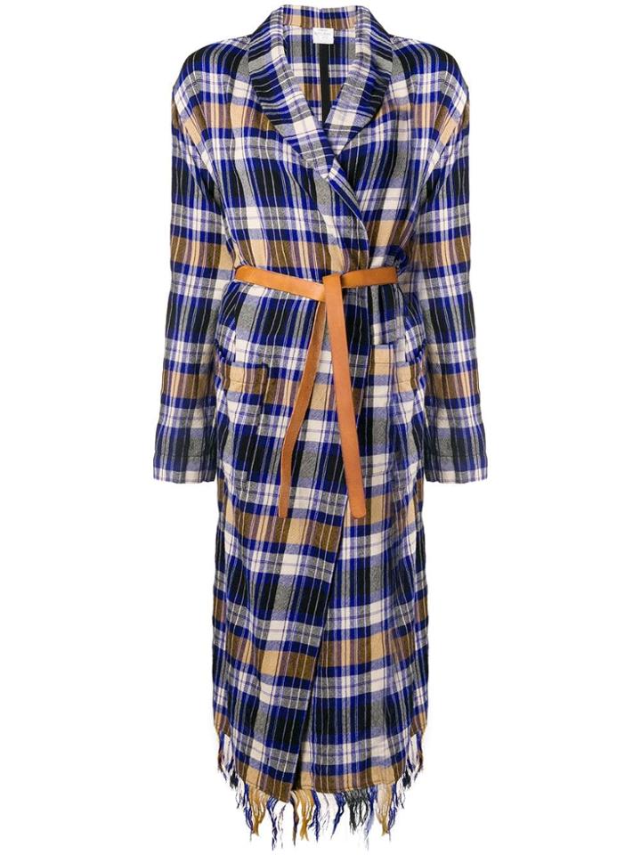 Forte Forte Belted Plaid Coat - Blue
