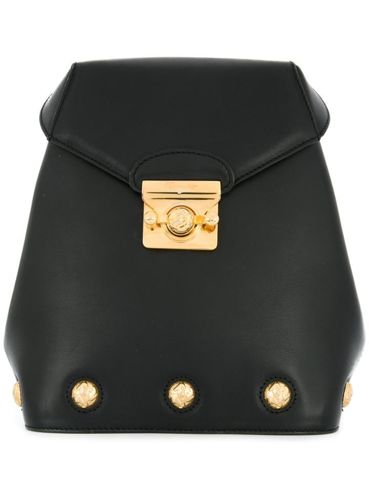 Salvatore Ferragamo Vintage Pin Heel Plate Rucksack - Black