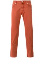 Jacob Cohen Slim Fit Chinos, Men's, Size: 34, Yellow/orange, Cotton/spandex/elastane