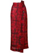 Romeo Gigli Vintage 1990's Floral Wrapped Skirt - Red