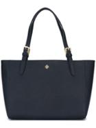 Tory Burch Double Handles Tote, Women's, Blue, Calf Leather