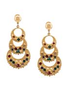 Oscar De La Renta Rhinestone Embellished Earrings - Gold