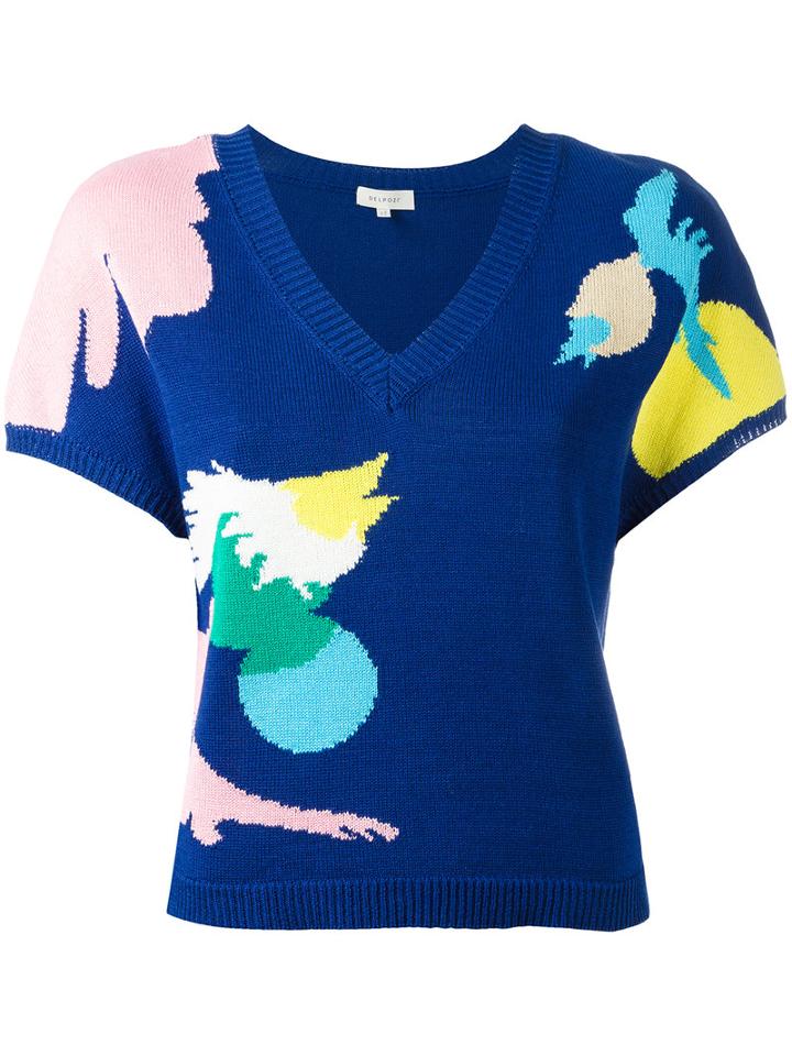Delpozo Abstract Pattern Jumper, Women's, Size: Medium, Blue, Cotton