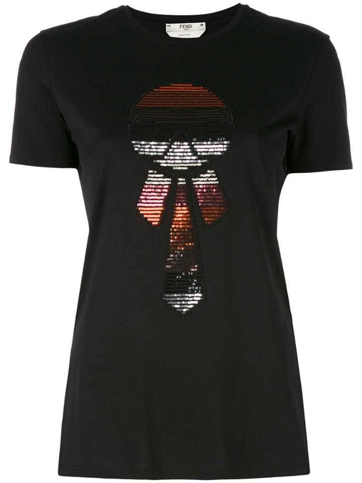 Fendi Sequin Embroidered T-shirt - Black