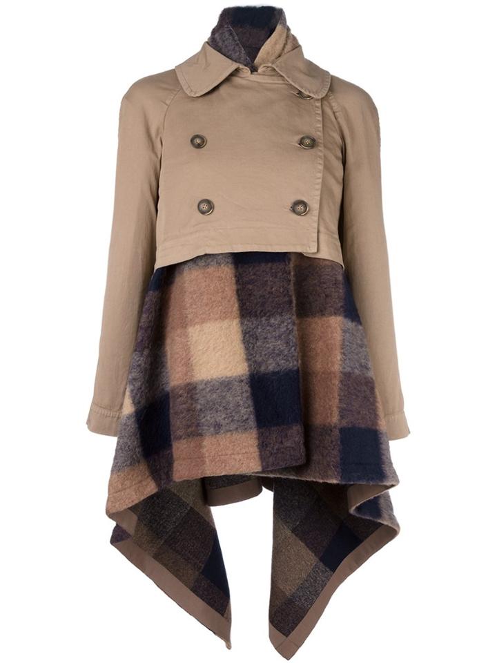 Semicouture Checked Coat - Nude & Neutrals