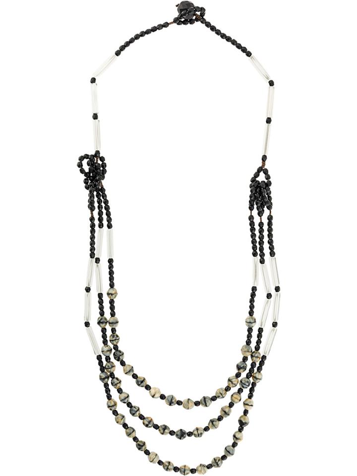 Armani Collezioni Layered Beaded Necklace - Black
