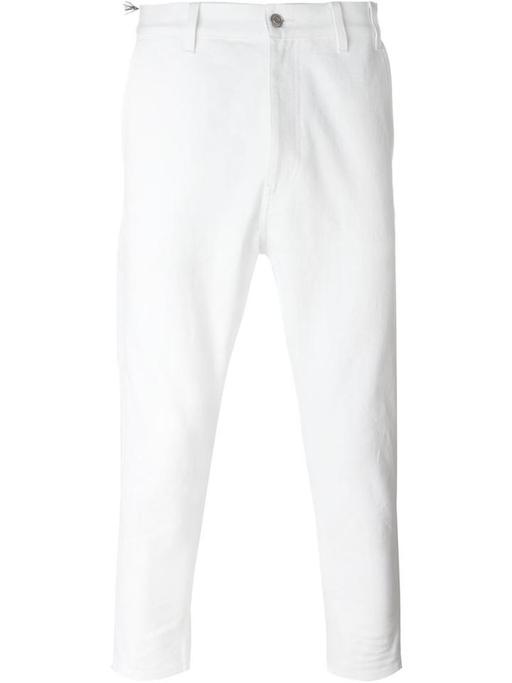 Jil Sander Cropped Baggy Trousers, Men's, Size: 35, White, Cotton
