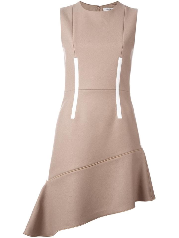 Carven Asymmetric Hem Dress, Women's, Size: 38, Nude/neutrals, Polyamide/acetate/viscose/virgin Wool