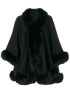 Liska Fur Trim Cape - Black