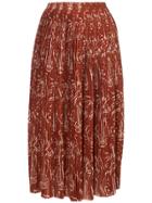 Nina Ricci Printed Pleated Skirt - Brown