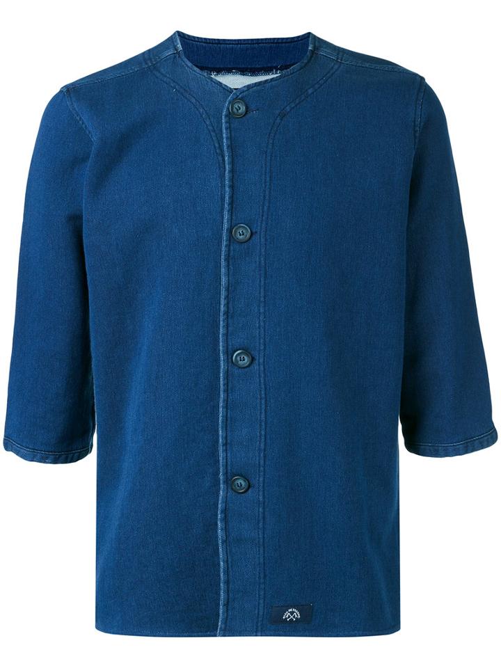 Bleu De Paname - Collarless Denim Shirt - Men - Cotton/polyamide/spandex/elastane - Xl, Blue, Cotton/polyamide/spandex/elastane