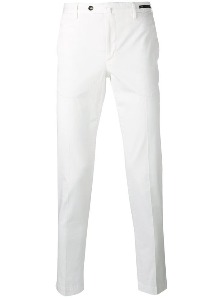 Pt01 Cropped Skinny Trousers, Men's, Size: 46, White, Cotton/spandex/elastane