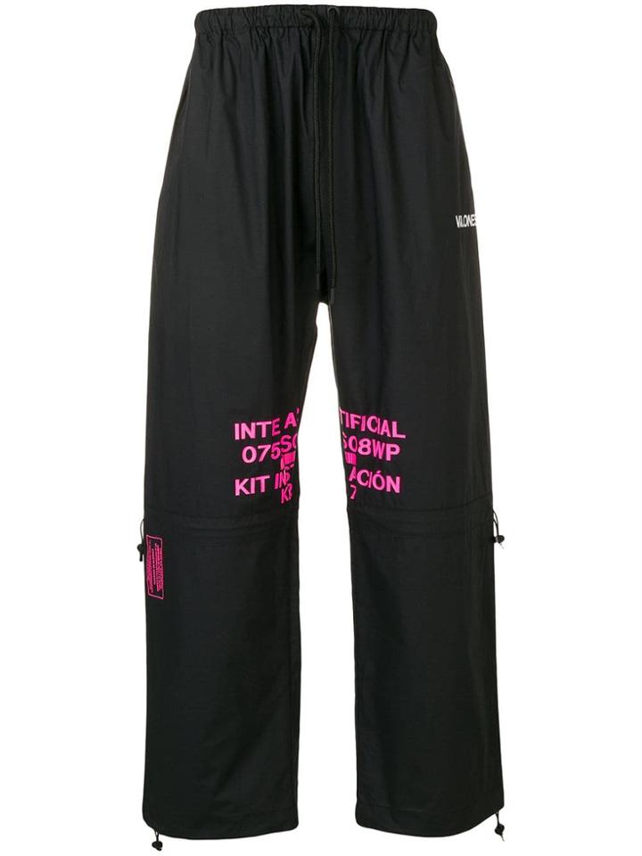 Marcelo Burlon County Of Milan Wide Leg Printed Trousers - Black