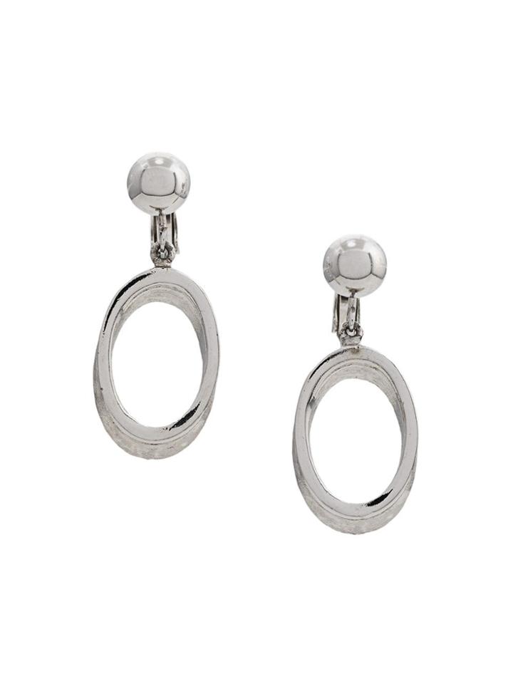 Susan Caplan Vintage '1960s Oval Hoop Earrings - Silver