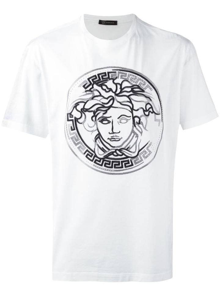 Versace Medusa T-shirt, Men's, Size: Small, White, Leather/rubber