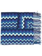 Missoni Zig-zag Pattern Scarf, Women's, Blue, Wool/acrylic/nylon