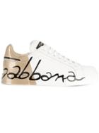Dolce & Gabbana Portofino Varnished Back Sneakers - White