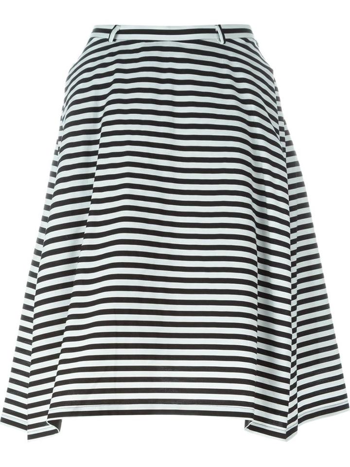 Peter Jensen Striped A-line Skirt, Women's, Size: Small, Black, Cotton