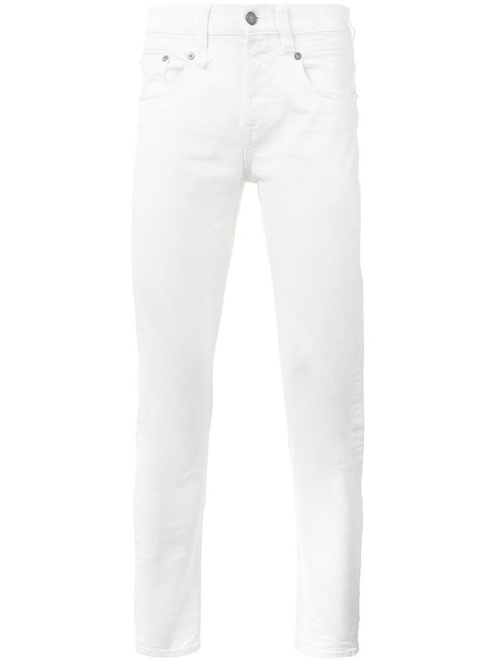 R13 Cropped Skinny Jeans, Men's, Size: 34, White, Cotton/elastodiene