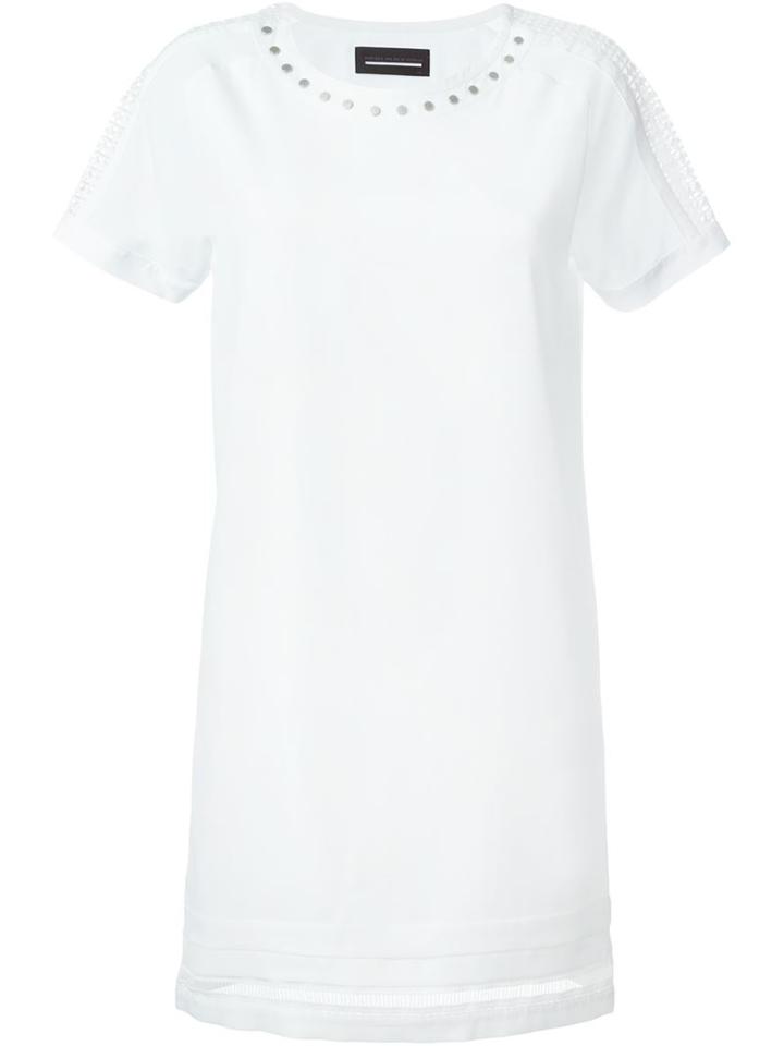 Diesel Black Gold Studded Shift Dress, Women's, Size: 40, White, Polyester