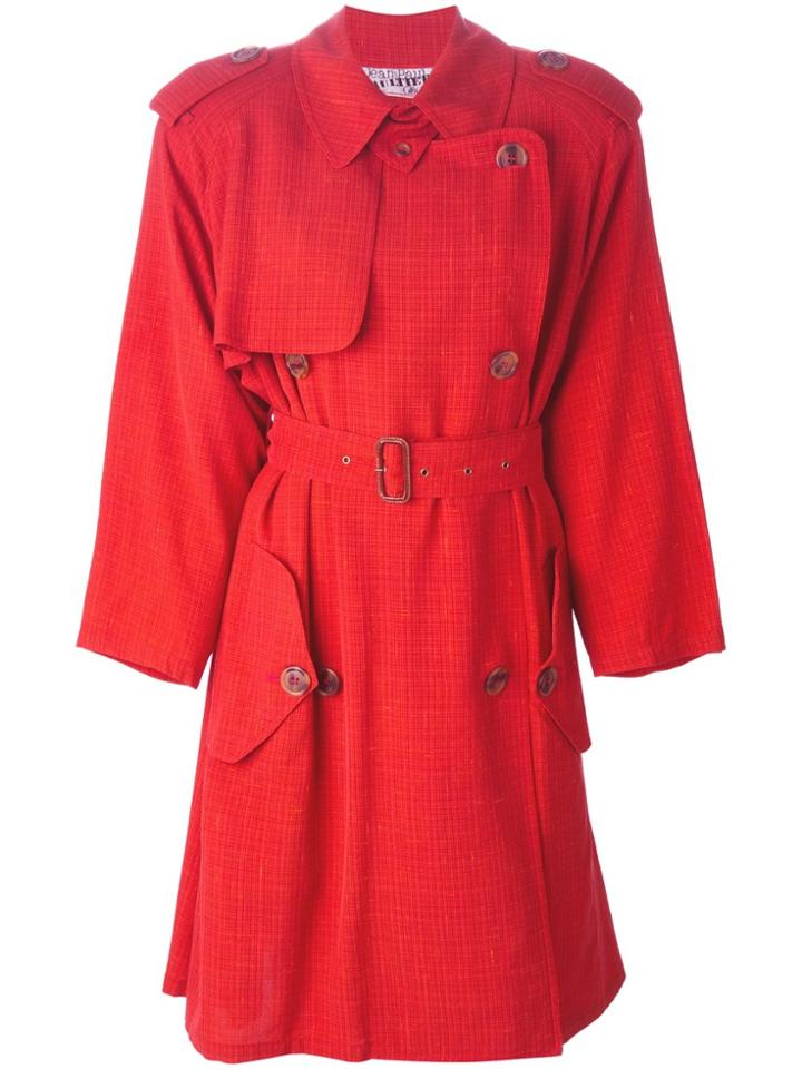 Jean Paul Gaultier Vintage Belted Trench Coat - Red
