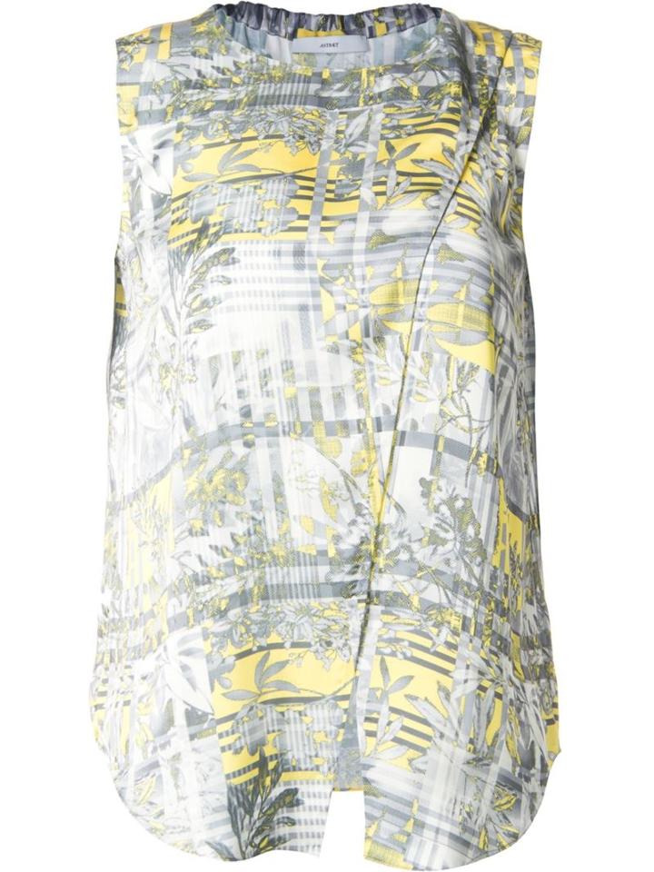 Astraet Floral And Stripe Print Draped Effect Tank Top, Women's, Yellow/orange, Polyester