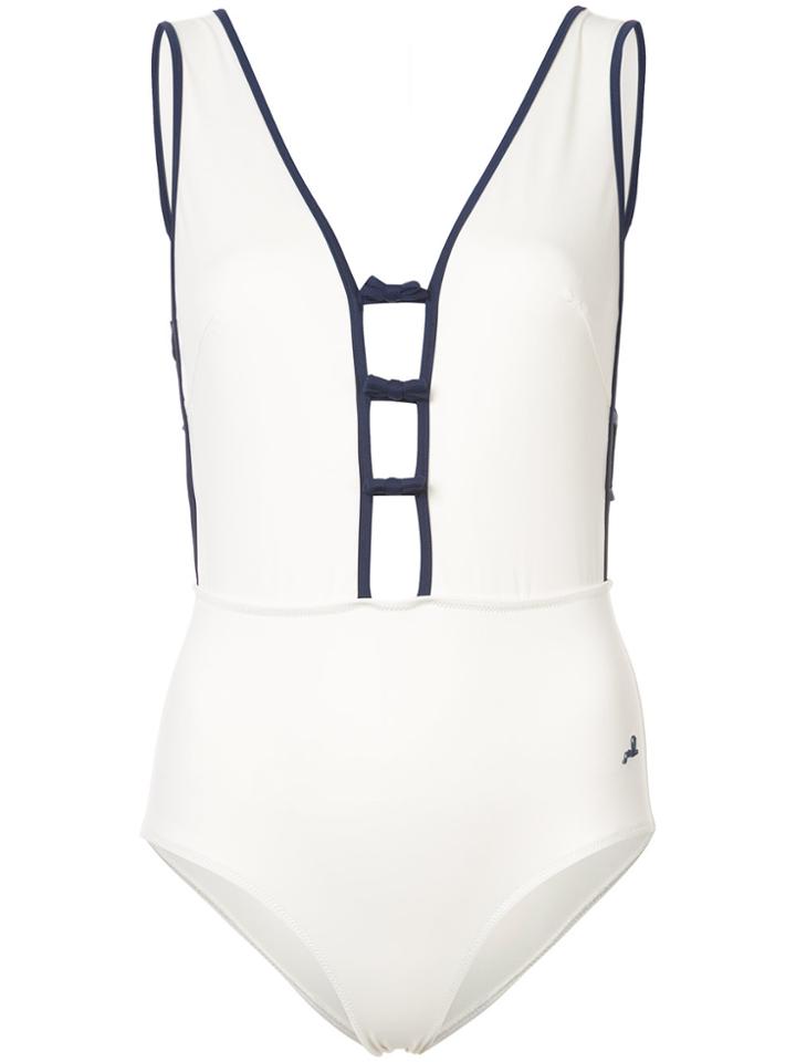 Morgan Lane Plunge-neck Dree One-piece - White