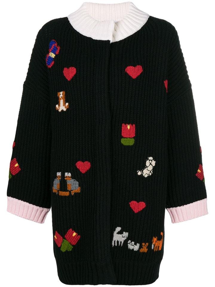 Vivetta Embroidered Cardi-coat - Black