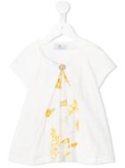 Young Versace Baroque Print Button T-shirt, Girl's, Size: 12 Yrs, White