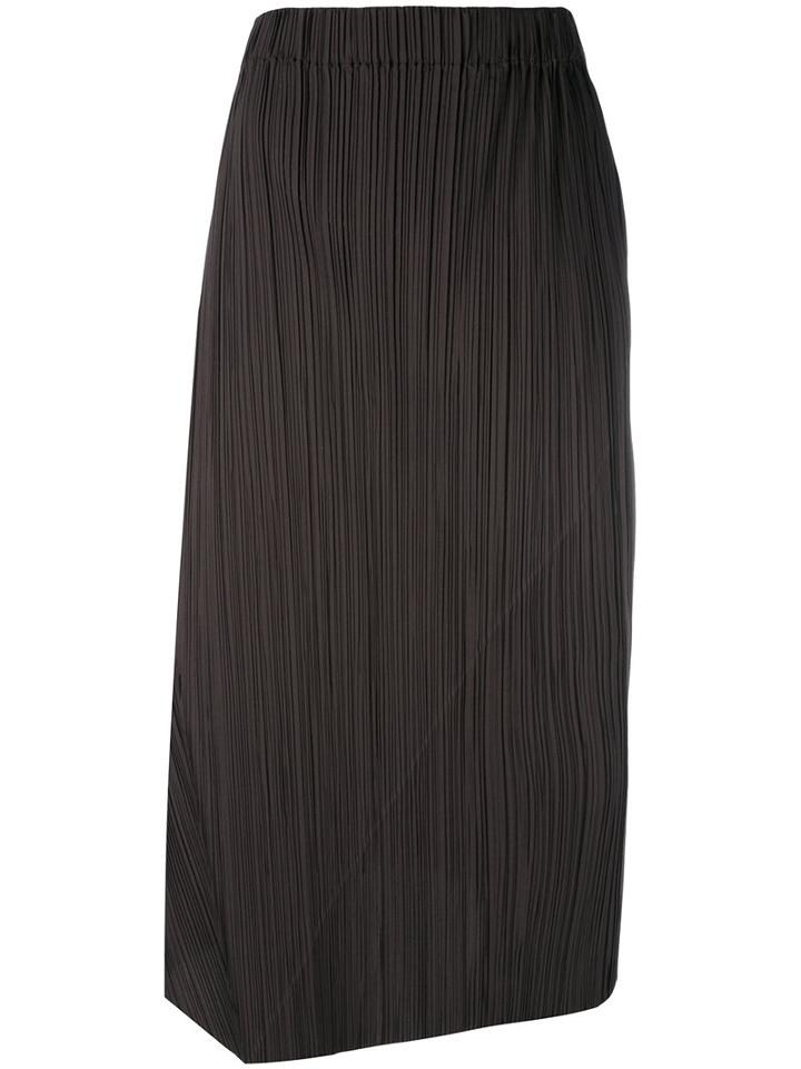 Jil Sander - Asymmetric Ribbed Skirt - Women - Cotton/polyester - 38, Brown, Cotton/polyester