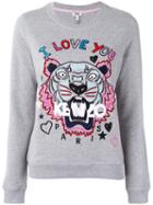 Kenzo Tiger And Slogan Sweatshirt, Women's, Size: Medium, Grey, Cotton/polyester/spandex/elastane