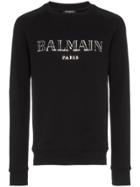 Balmain Black Logo Print Cotton Sweatshirt