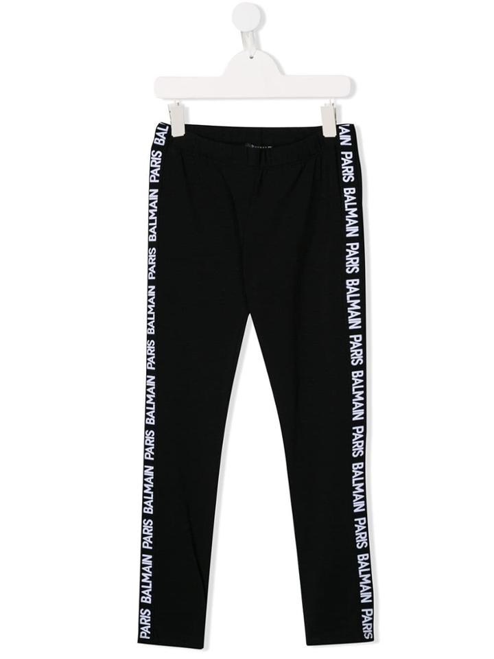 Balmain Kids Teen Branded Sided Leggings - Black
