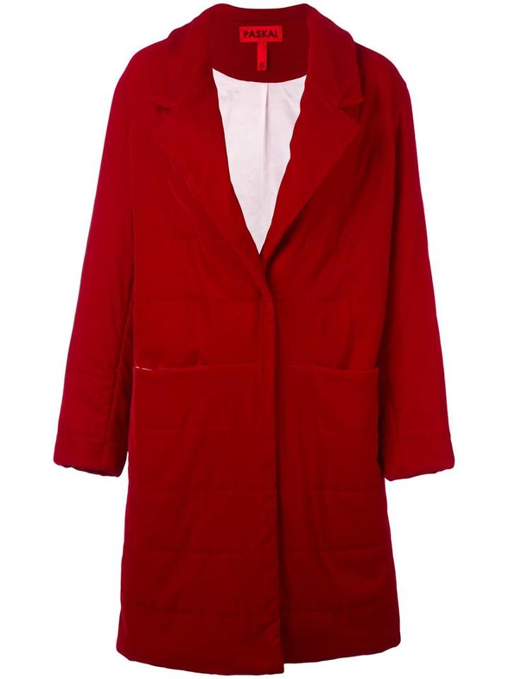 Paskal Front Pockets Mid Coat, Women's, Size: Small, Red, Silk