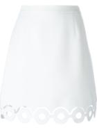 Carven Scalloped Hem Skirt, Women's, Size: 38, White, Polyester/triacetate