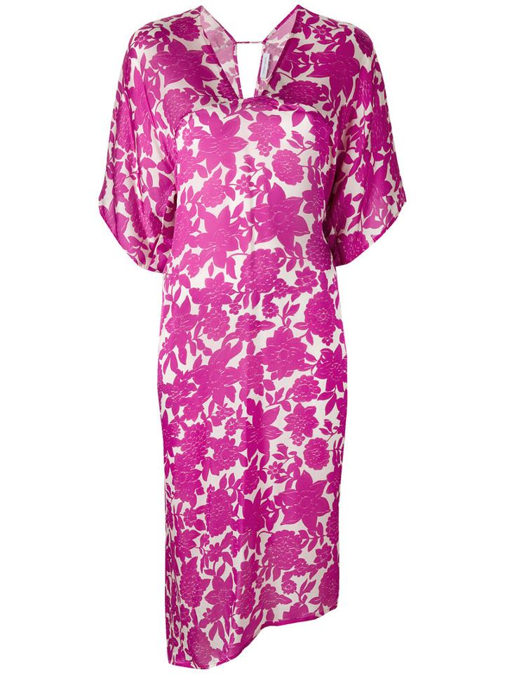 Christian Wijnants - Floral Print Dress - Women - Silk - 34, Pink/purple, Silk