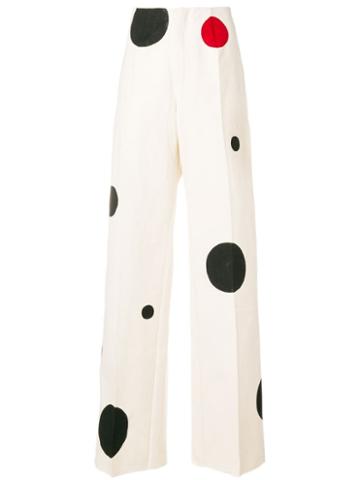 Seen Users Dotted Wide Leg Trousers - Neutrals