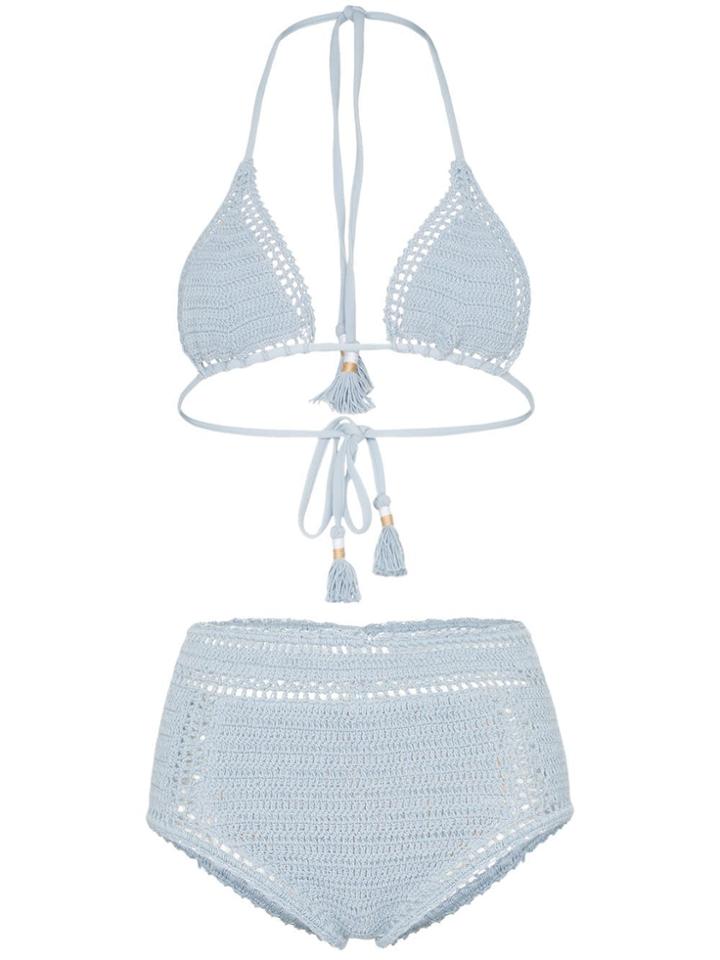 She Made Me Essential Crochet Bikini - Blue