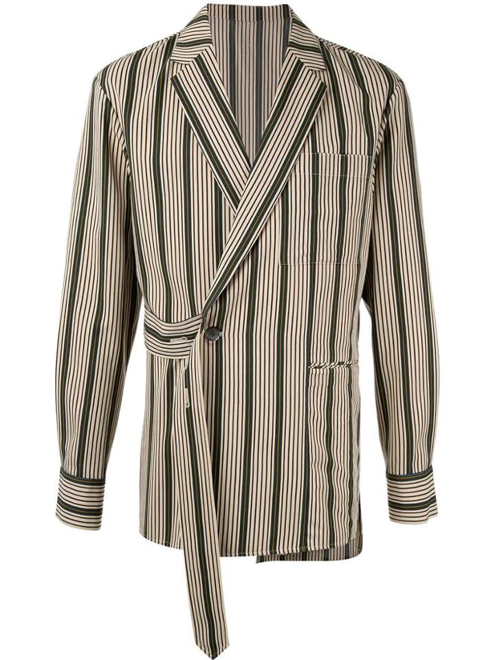 Wooyoungmi Striped Double-breasted Blazer - Brown