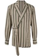 Wooyoungmi Striped Double-breasted Blazer - Brown