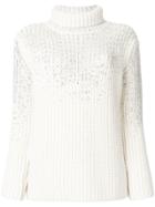 Ermanno Scervino Sequin Detail Roll Neck Sweater - Nude & Neutrals