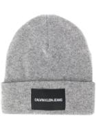 Ck Calvin Klein Logo Patch Beanie - Grey